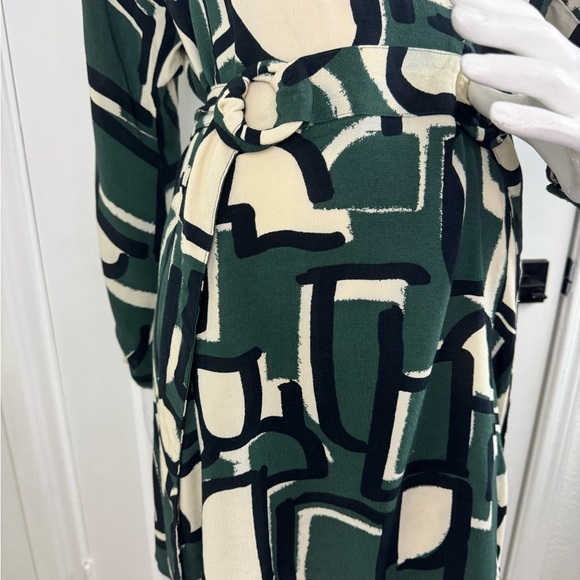 ZARA Viscose Dress w/ Abstract Print Green Size Large.   #130 - Picture 6 of 16